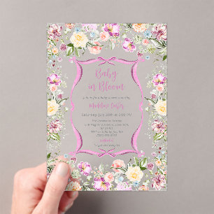 Baby in Bloom Bright Floral Garden Baby Shower  Acrylic Invitations