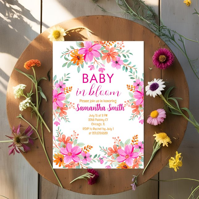 Baby in Bloom bright summer floral shower  Invitation (Creator Uploaded)