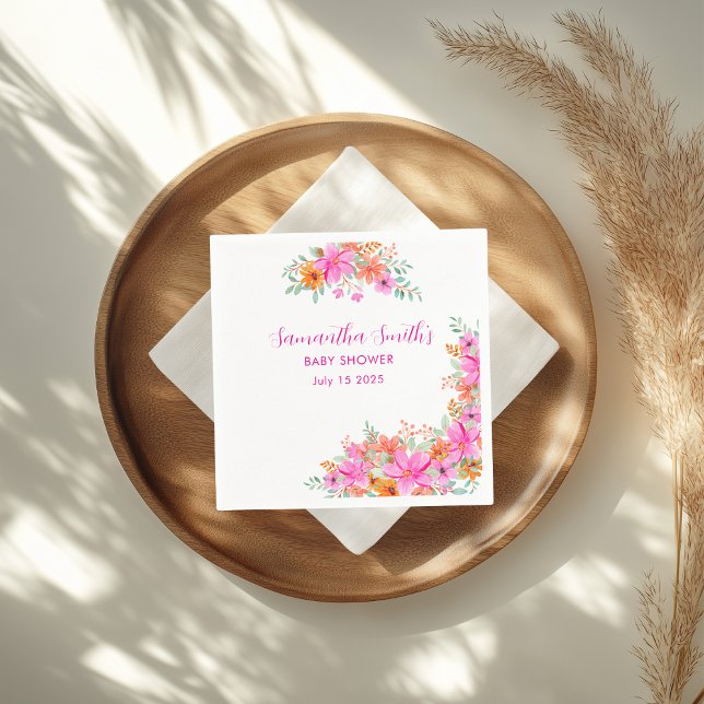 Baby in Bloom bright summer floral shower  Napkin (Creator Uploaded)
