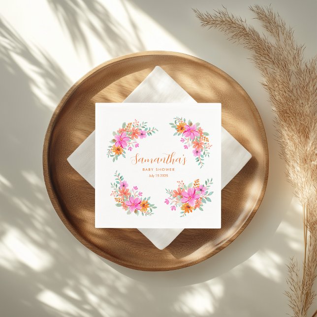 Baby in Bloom bright summer floral shower  Napkin (Creator Uploaded)