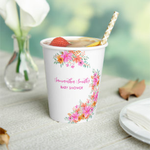 Baby in Bloom bright summer floral shower Paper Cups