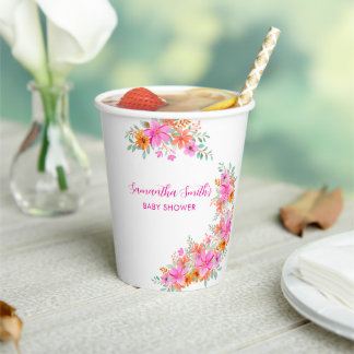 Baby in Bloom bright summer floral shower Paper Cups