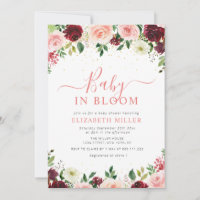 baby in bloom burgundy pink floral baby shower