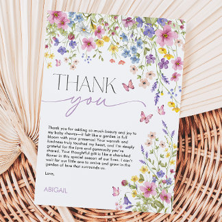 Baby in Bloom Butterfly Baby Shower Thank You Card
