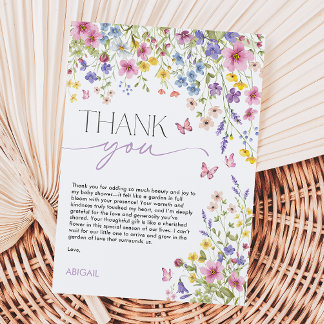 Baby in Bloom Butterfly Baby Shower Thank You Card