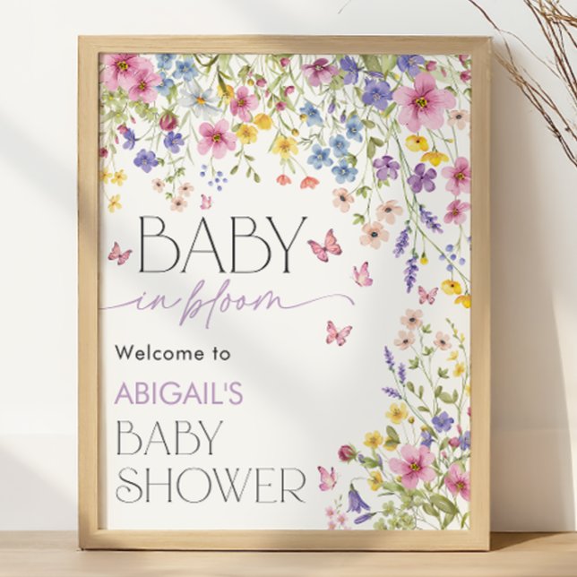 Baby in Bloom Butterfly Baby Shower Welcome Poster (Baby in Bloom Butterfly Baby Shower Welcome Poster)