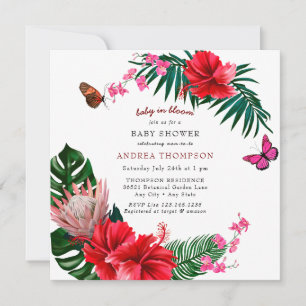 Baby in Bloom Butterfly Floral Baby Shower Invitation