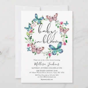 Baby In Bloom Butterfly Floral Baby Shower Invitation