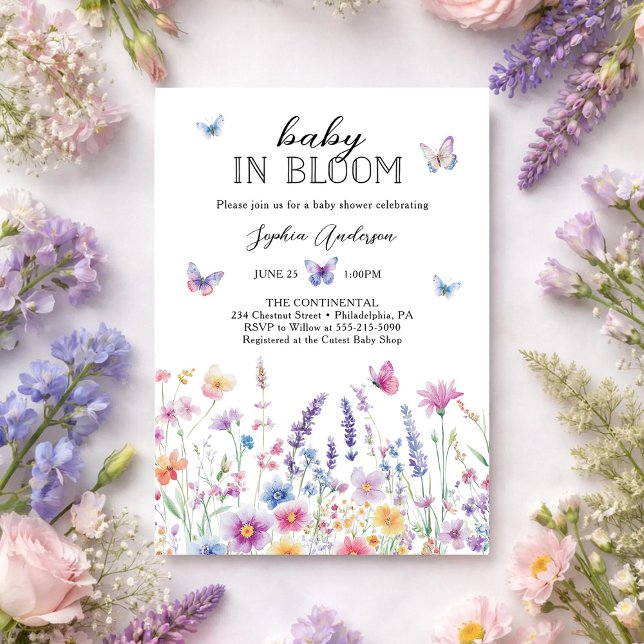 Baby In Bloom Butterfly Garden Baby Shower Invitation (Creator Uploaded)