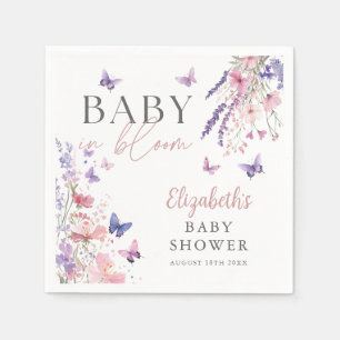 Baby In Bloom Butterfly Wildflowers Baby Shower Napkin