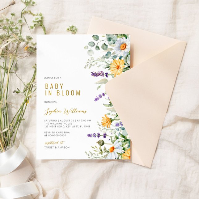 Baby in Bloom Chamomile & Eucalyptus Baby Shower Invitation (Creator Uploaded)