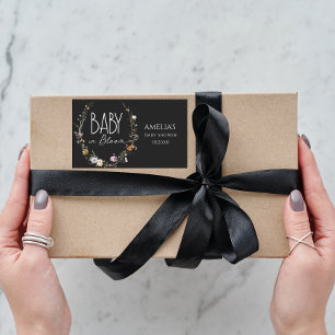 Baby In Bloom Chic Black Modern Rectangular Sticker