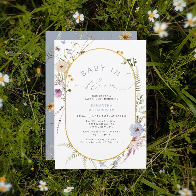 Baby in Bloom Chic Wildflowers Baby Shower Invitation (Creator Uploaded)