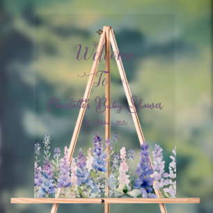 Baby In Bloom Colorful Lupine Flowers Baby Shower Acrylic Sign