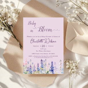 Baby In Bloom Colorful Lupine Flowers Baby Shower Invitation