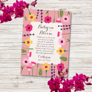 Baby In Bloom Colourful Floral Baby Shower Thank You Card