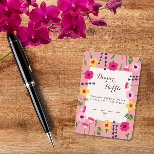 Baby In Bloom Colourful Floral Diaper Raffle Enclosure Card