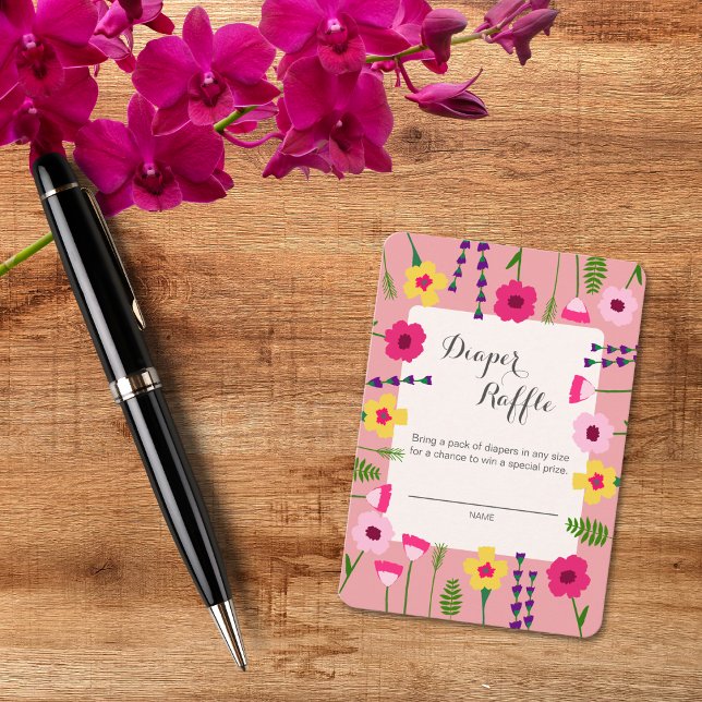 Baby In Bloom Colourful Floral Diaper Raffle Enclosure Card (Creator Uploaded)