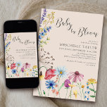 Baby in Bloom Country Wildflower Baby Shower Invitation<br><div class="desc">Wildflower baby shower invitation with watercolor wild flowers. This rustic country botanical design has a pretty border of wildflowers including daisy poppy cornflower coneflower buttercup seedhead and clover. An elegant modern floral with girly,  bohemian garden theme. Please browse my store in the Wildflower Charm collection,  for matching items.</div>