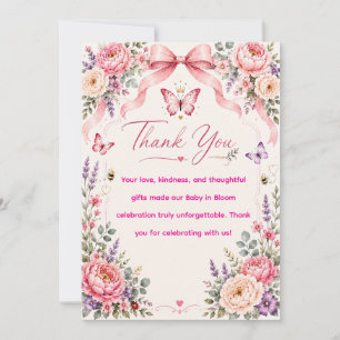Baby in Bloom Crowned Butterfly Thank You Card