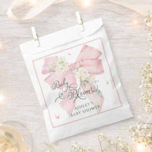 Baby in Bloom Cute Floral Pink Bow Baby Shower Favour Bags