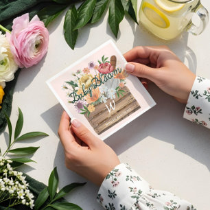 Baby in Bloom Cute Floral Wooden Crate Baby Shower Napkin
