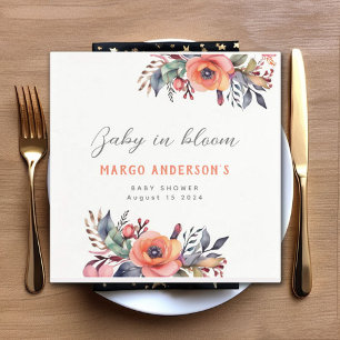 Baby in Bloom Cute Peach Garden Rustic Napkin