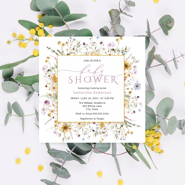 Baby in Bloom Cute Wildflower Girl Baby Shower Invitation (Creator Uploaded)