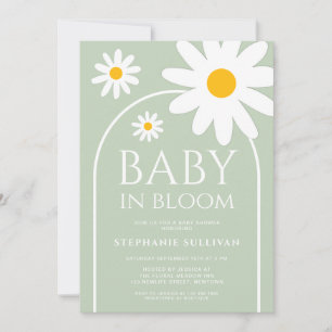 Baby in Bloom Daisy Green Baby Shower Invitation