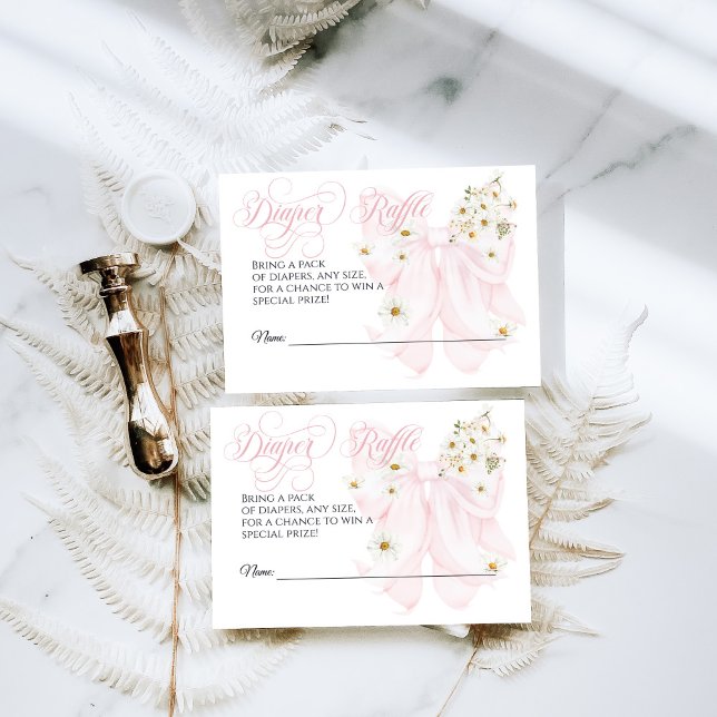 Baby in Bloom Daisy Pink Bow Girl Baby Shower Enclosure Card (Creator Uploaded)