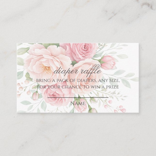 Baby in bloom diaper raffle baby shower game enclosure card (Front)
