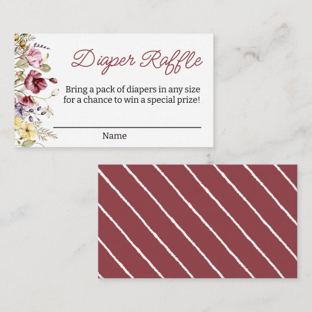  Baby in Bloom Diaper Raffle Ticket Enclosure Card (Front/Back)