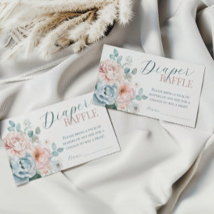 Baby in Bloom Dusty Blue Baby Shower Diaper raffle Enclosure Card
