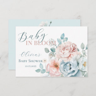 Baby in Bloom Dusty Blue Baby Shower Thank You Card