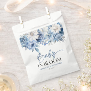 Baby In Bloom Dusty Blue Floral Baby Shower Favour Bags