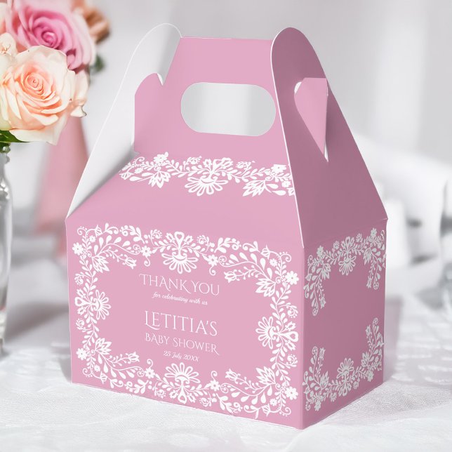 Baby in bloom dusty pink Mexican baby shower Favour Box (Baby in bloom dusty pink Mexican baby shower favors personalized printed Favor Boxes)