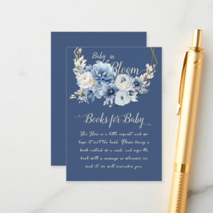 Baby In Bloom Elegant Blue Flowers Baby Shower Enclosure Card
