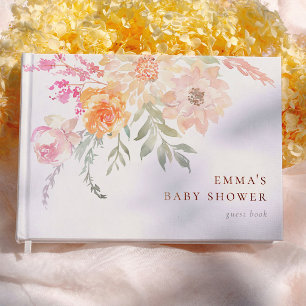 Baby In Bloom Elegant Floral Girl Baby Shower Guest Book