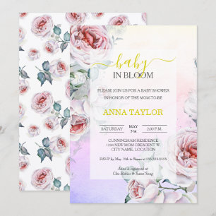 Baby in Bloom Elegant Floral Pink Baby Shower Invitation
