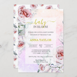 Baby in Bloom Elegant Pink Floral Baby Shower Invitation