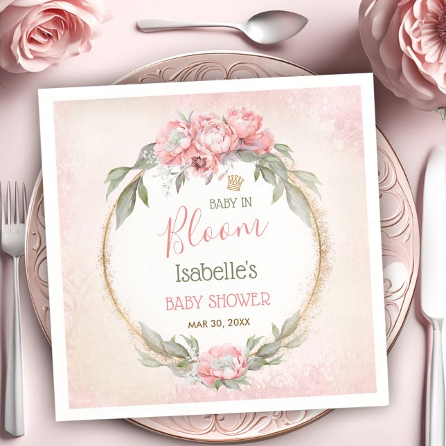 Baby In Bloom Elegant Pink Floral Girl Baby Shower Napkin (Baby In Bloom Elegant Pink Floral Girl Baby Shower Napkins)