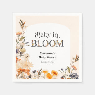 Baby in Bloom Elegant Watercolor Fall Wildflowers Napkin