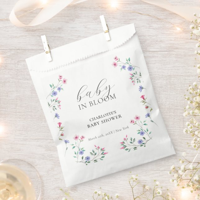 Baby In Bloom | Elegant Wildflower Baby Shower Favour Bags (Clipped)