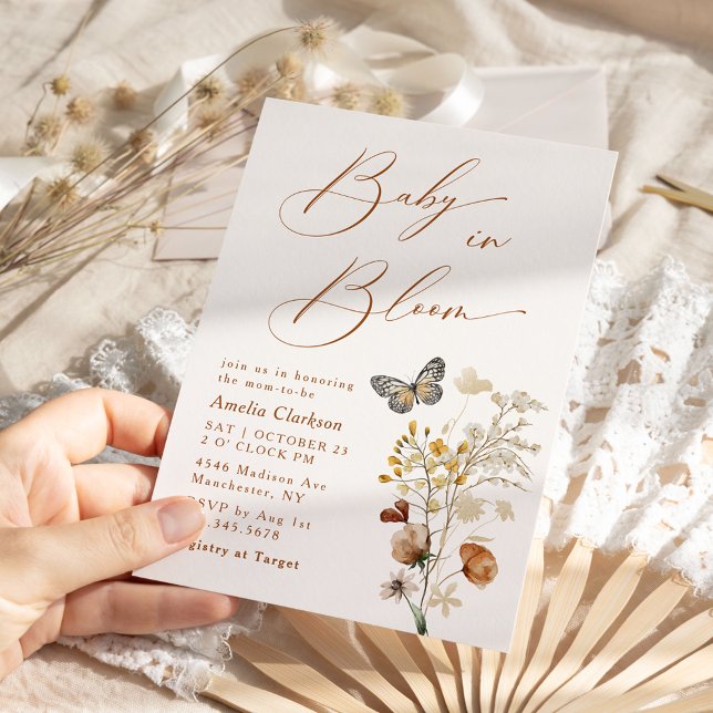 Baby In Bloom Elegant Wildflower Baby Shower Invitation (Creator Uploaded)