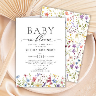 Baby in Bloom Elegant Wildflower Baby Shower Invitation