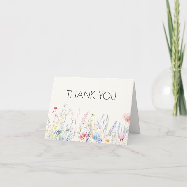 Baby in Bloom Elegant Wildflowers Baby Shower Thank You Card (Front)