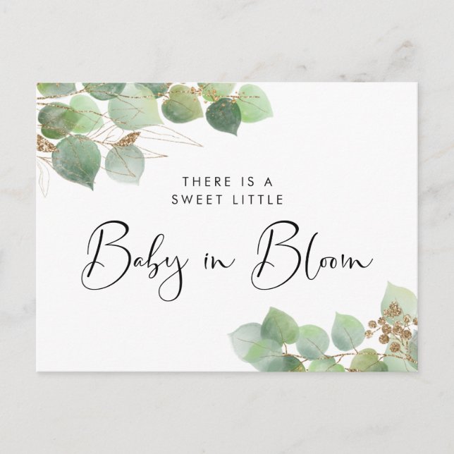 Baby in Bloom Eucalyptus Shower Invitation Postcard (Front)