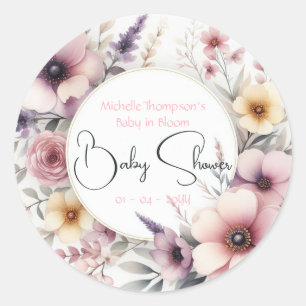 Baby in Bloom Floral Baby Shower Classic Round Sticker