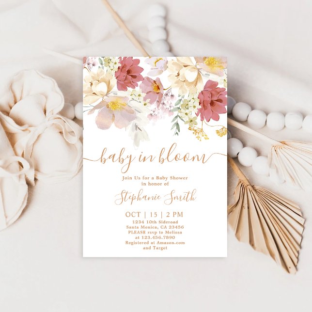 Baby in Bloom Floral Baby Shower Girl Invitation (Creator Uploaded)