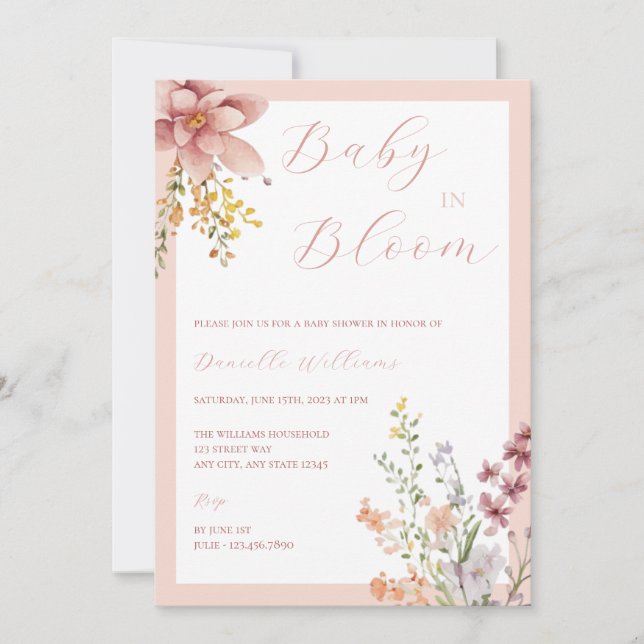 Baby in Bloom Floral Baby Shower Invitation (Front)